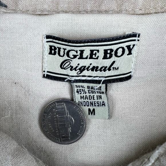 Bugle Boy Button Up Collard Shirt Size Medium Mens Retro Hawaiian Summer Y2K - Picture 9 of 9